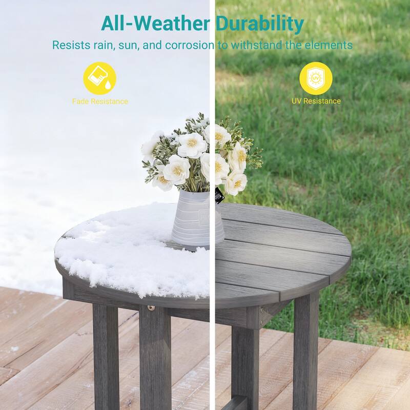 HDPE All-weather Outdoor Side Table, Easy Install Patio Table