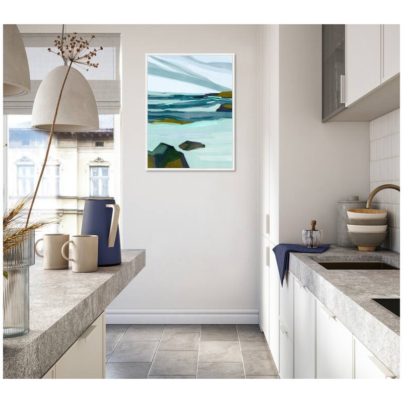 Kate and Laurel Sylvie Ocean Breeze Framed Canvas by Nikita Jariwala