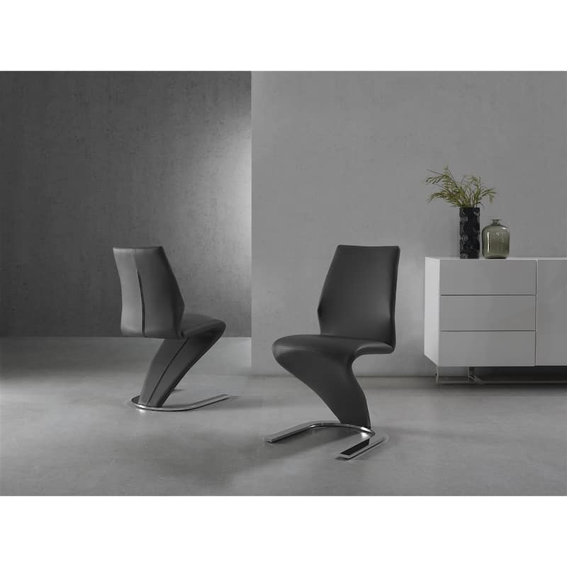 Casabianca Home Boulevard Set of 2 Dining Chair in Gray PU Leather - Gray