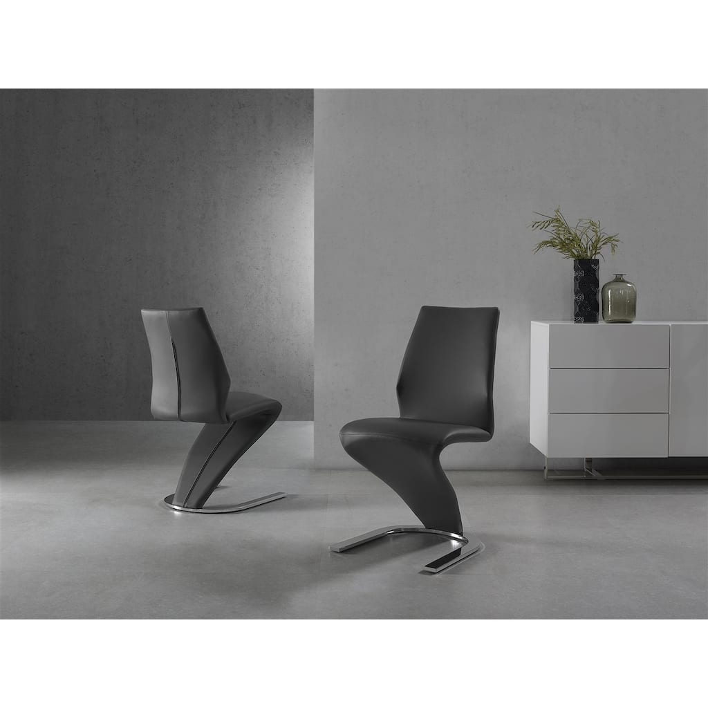 Casabianca Home Boulevard Set of 2 Dining Chair in Gray PU Leather