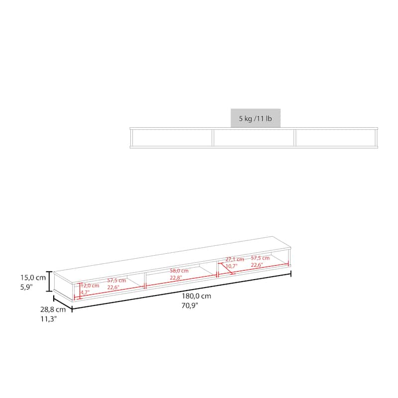 Modern Tv Stand, 3 Shelves,FSC Certified CPSIA Compliant,Easy Assembly