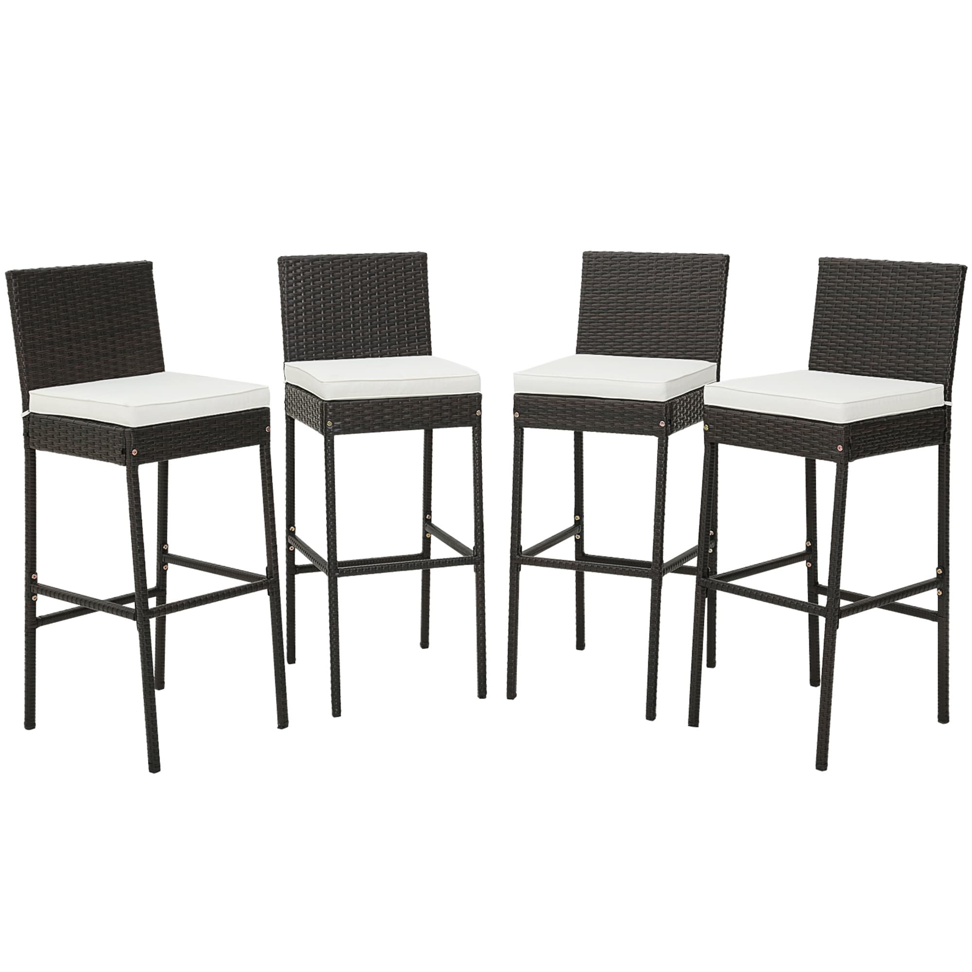 Costway 2pcs rattan bar stool dining hot sale high counter portable chair patio furniture