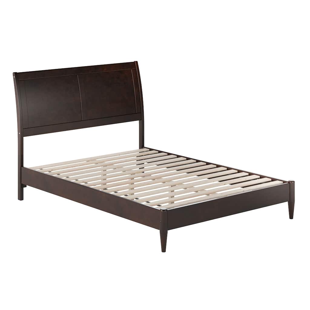 Valencia Full Solid Wood Low Profile Sleigh Platform Bed in Espresso