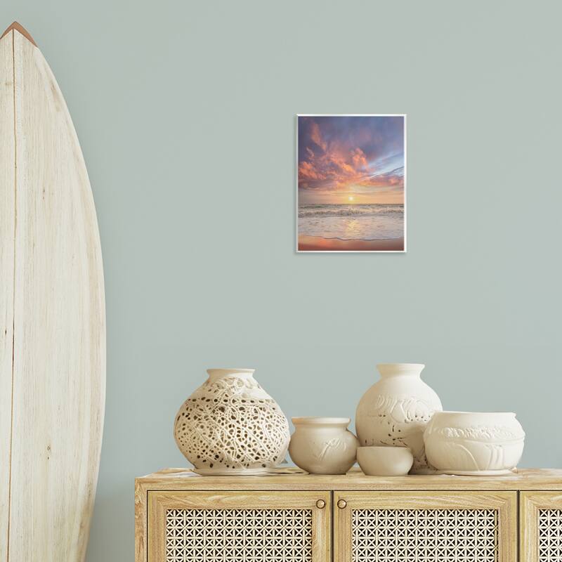 Stupell Sunlit Clouds over Beach Wall Plaque Art Design By Mike Calascibetta