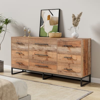 9 Drawers Chest Of Dresser Storage Cabinet Retro Organizer