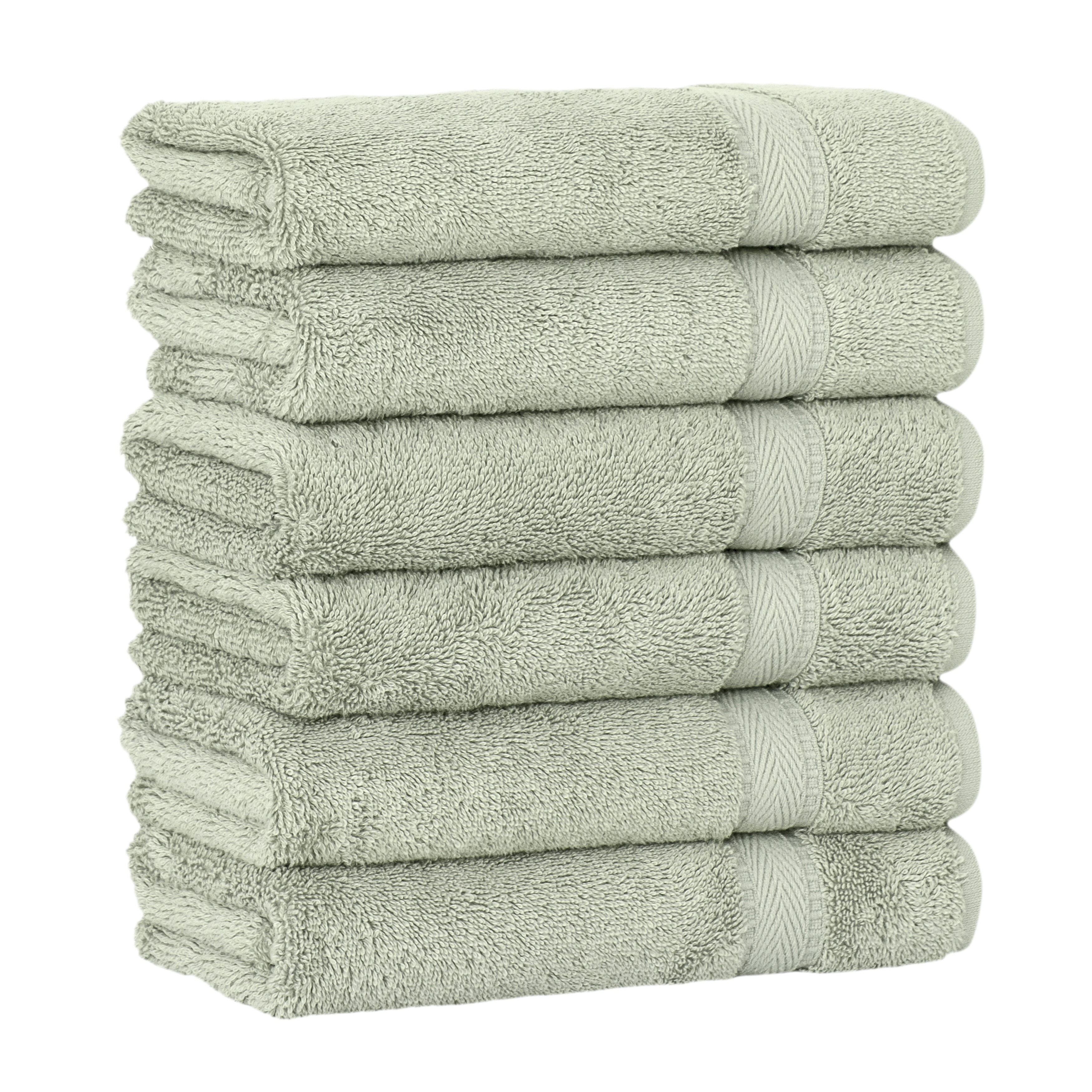 Kate Spade 2 Bath 2 Hand 4 Washcloths Towel Set Green 100% Cotton