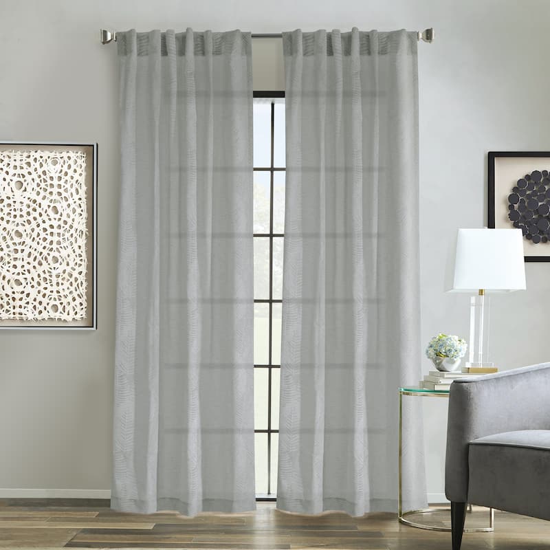 Trenton Faux Linen Dual Header Printed Curtain Panel by Habitat