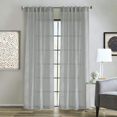 Trenton Faux Linen Dual Header Printed Curtain Panel by Habitat