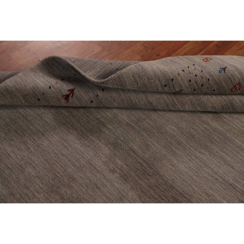 Brown Gabbeh Oriental Area Rug Hand-Knotted Wool Carpet - 5'3" x 7'6"