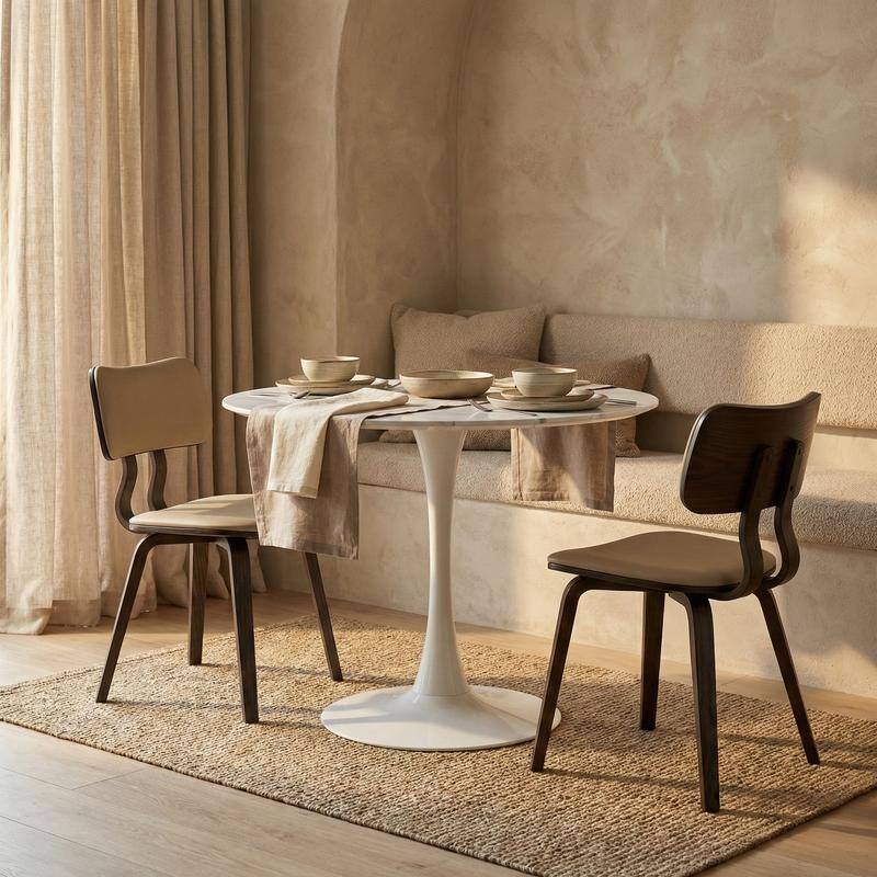 Bristol Modern 31" Round Sintered Stone Dining Table with Pedestal Base - Minimalist Scratch-Resistant Kitchen Table