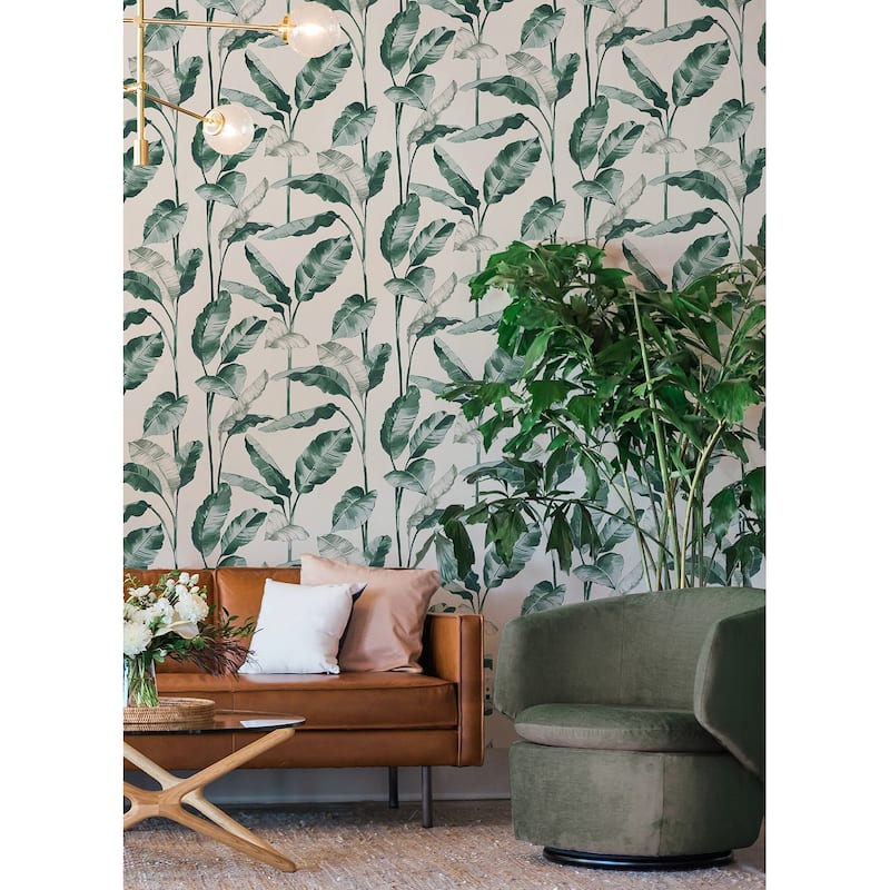 NuWallpaper Banana Leaf Teal Peel and Stick Wallpaper