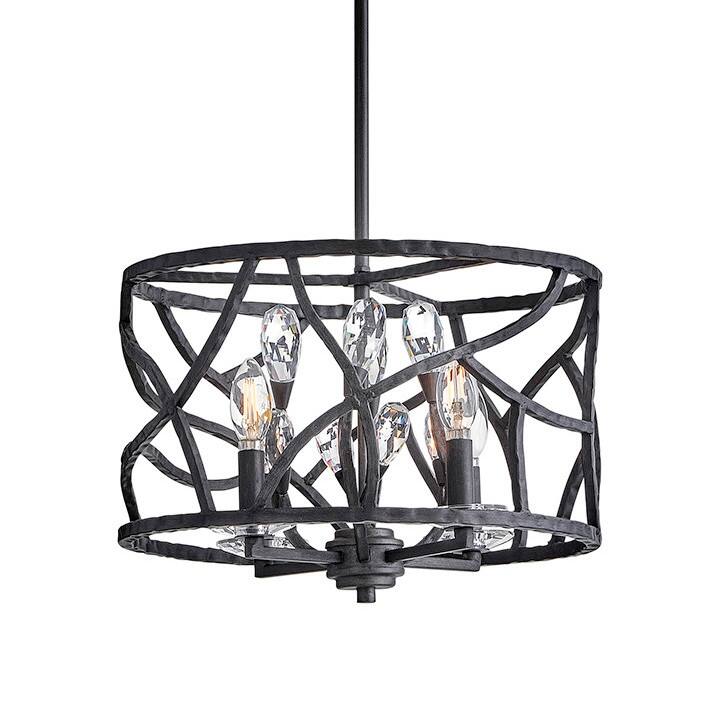 Fredrick Ramond FR46801 Eve 4 Light 16" Wide LED Crystal Pendant - Brushed Graphite
