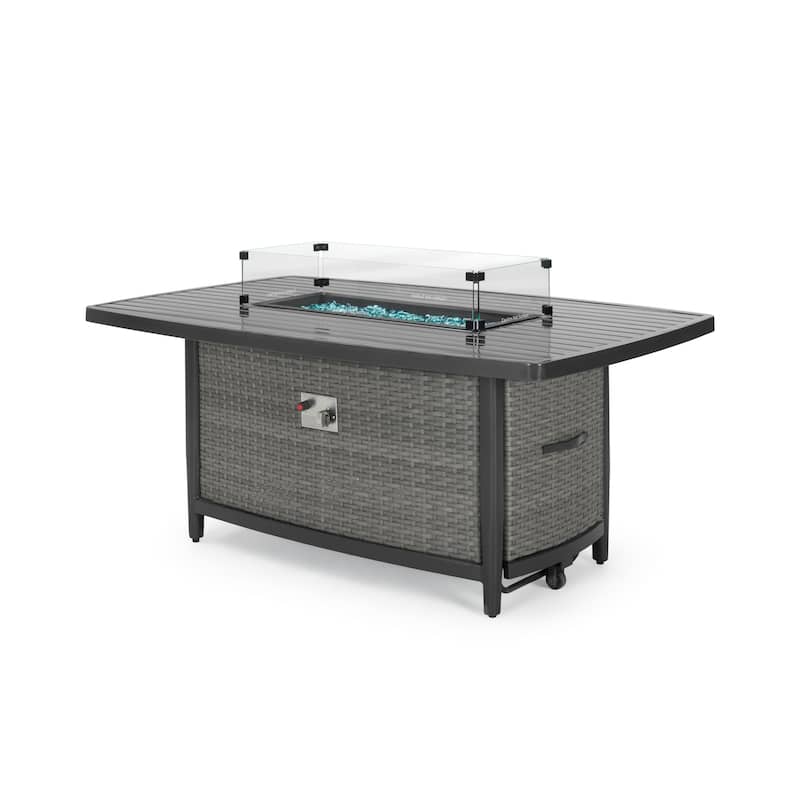 Vistano 4 Piece Sunbrella Outdoor Patio Fire Seating Set - Gray