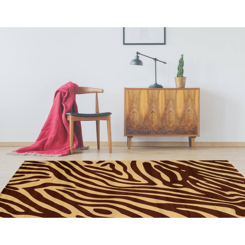 Elegance Zebra Print Area Rug 5' x 7'3" Bed Bath & Beyond 9320069