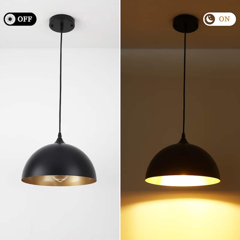 1-Light 11.81"W Metal Dome Pendant Ceiling Lights for Kitchen Island