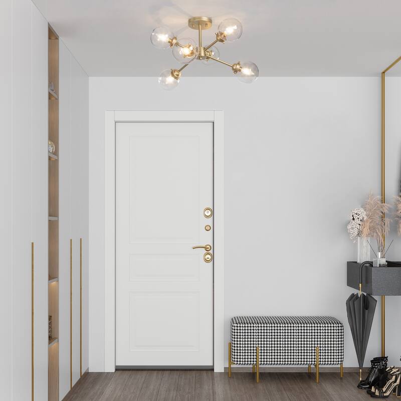 Bela Modern Gold 6-Light Semi-Flush Mount Sputnik Ceiling Lights