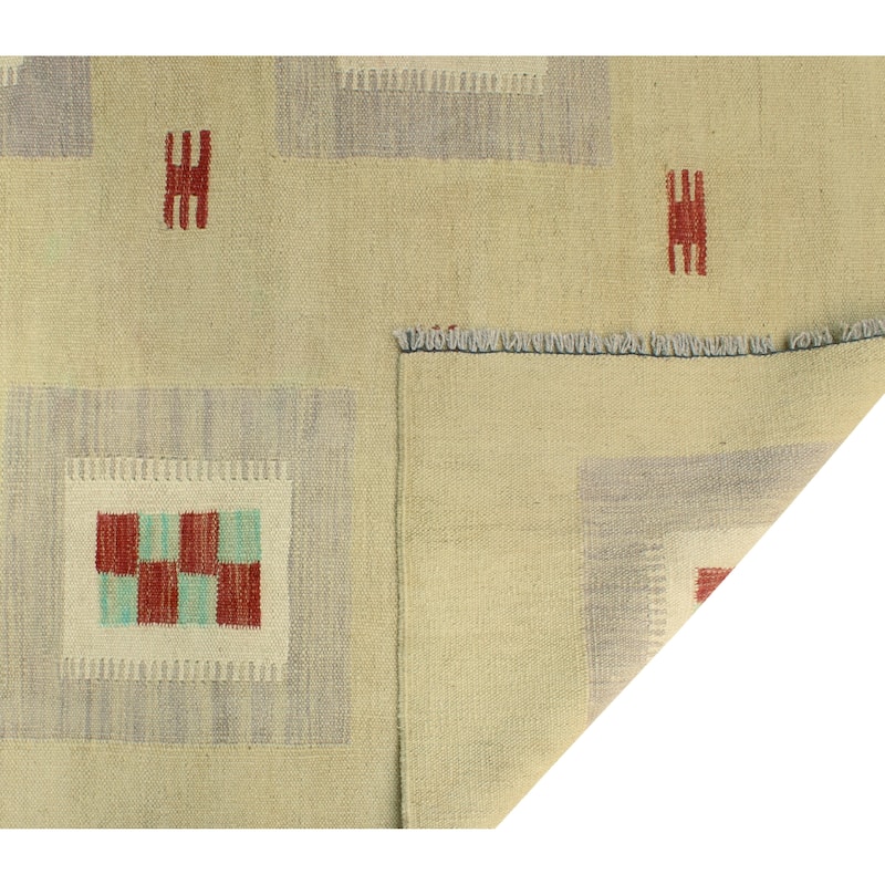 Modern Flatweave Azime Beige/Grey Rug - 5'7" x 8'3"
