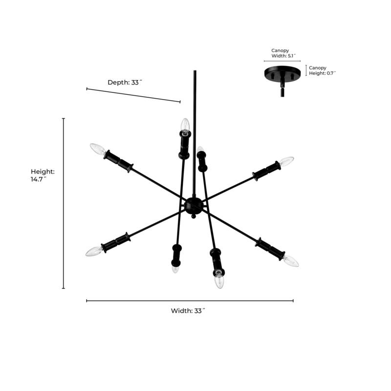 Millennium Lighting 29108 Potiss 8 Light 33" Wide Sputnik Chandelier