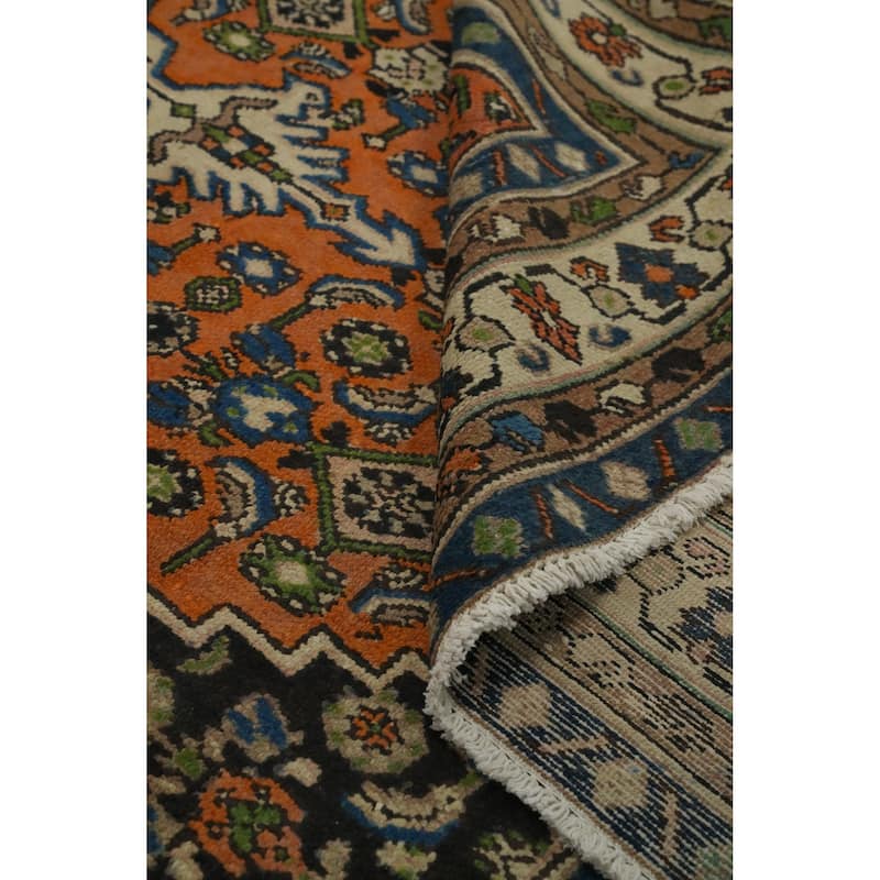Hand Knotted Oriental 100% Wool Carpet Traditional Medallion Oranges & Rust Hamedan Area Rug - 9' 10'' X 6' 7''