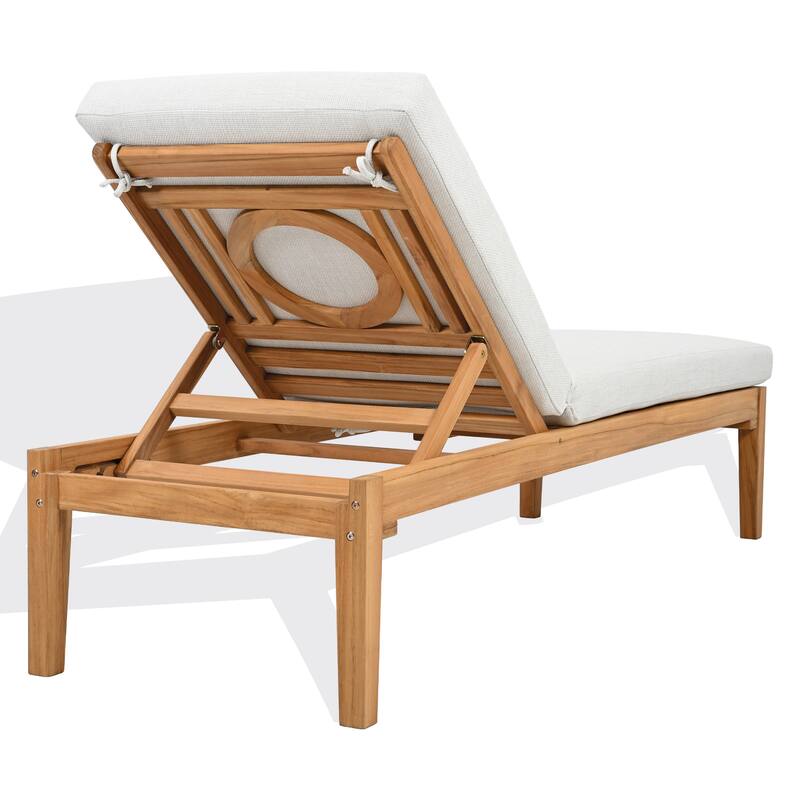 SAFAVIEH Couture Montclair Teakwood Chaise Lounge. - 74"W x 24"D x 37"H