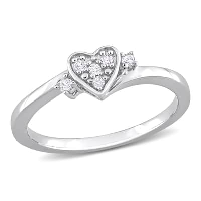 Miadora 1/10ct TDW Diamond Heart Ring in Sterling Silver