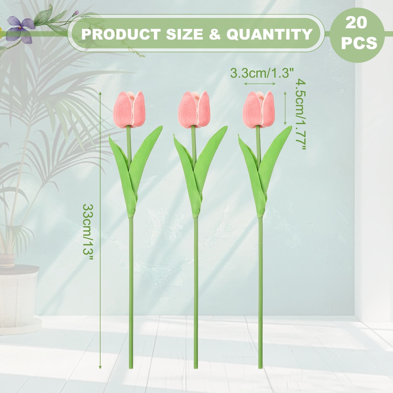 Tulips Artificial Flowers, Faux Flowers Silk Fake Tulip Stems Real Touch for Wedding Bouquet Centerpiece Table Party Decoration