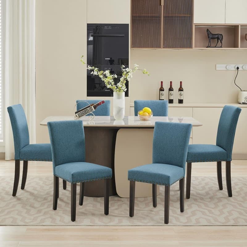 Dining Chairs Set of 2 Upholstered Fabric Kitchen Chairs with Nailhead Trim（Option）