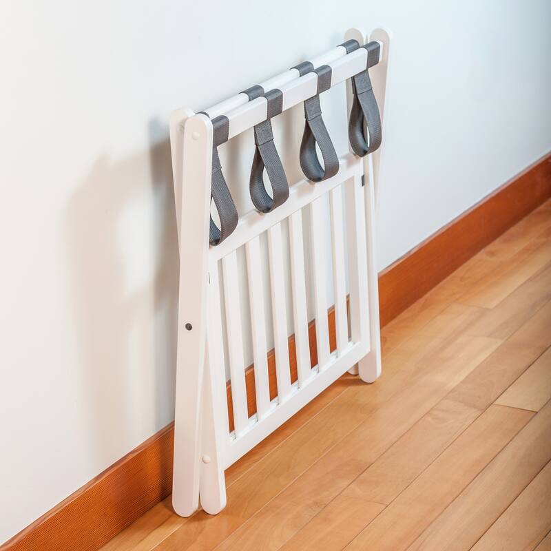 Reese Luggage Rack with Shelf White Finish