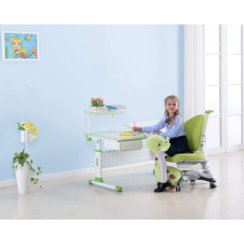 ApexDesk Little Soleil Kid's Height Adjustable Desk w/ Shelf & Drawer