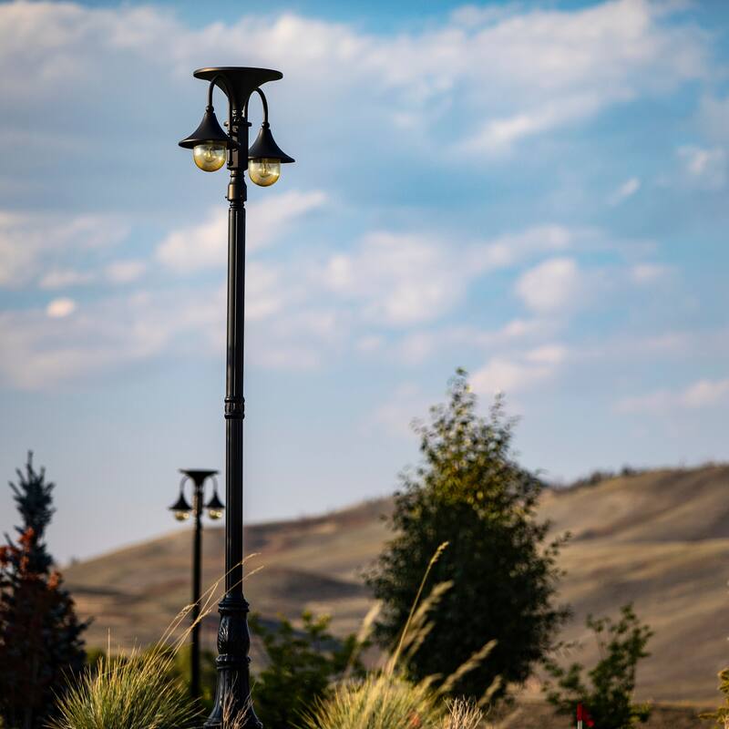 Everest II Commercial Solar Double Lamps - Black
