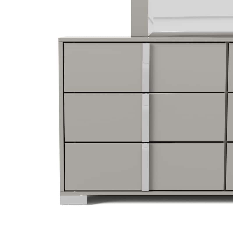 Furniture of America Erina Modern Glossy 2-Piece 6-Drawer Dresser and Mirror Set