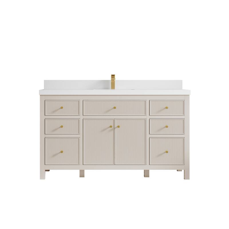 Willow Collections 60 in W x 22 in D Sonoma Free Standing Reeded Single Sink Bathroom Vanity with Countertop