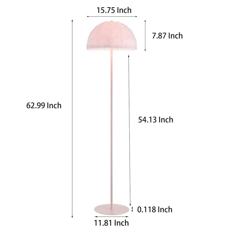 Acroma 63" Blush Pink Feather Floor Lamp with Dome Shade - 1-light