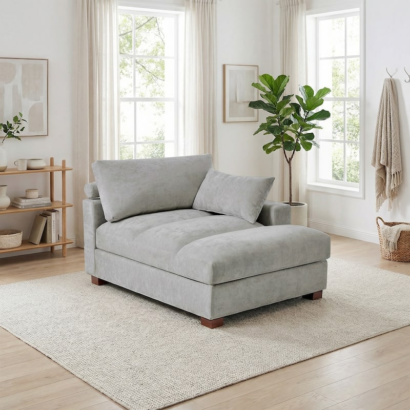 Modern Corduroy L-Shaped Sofa Chaise Lounge Couch