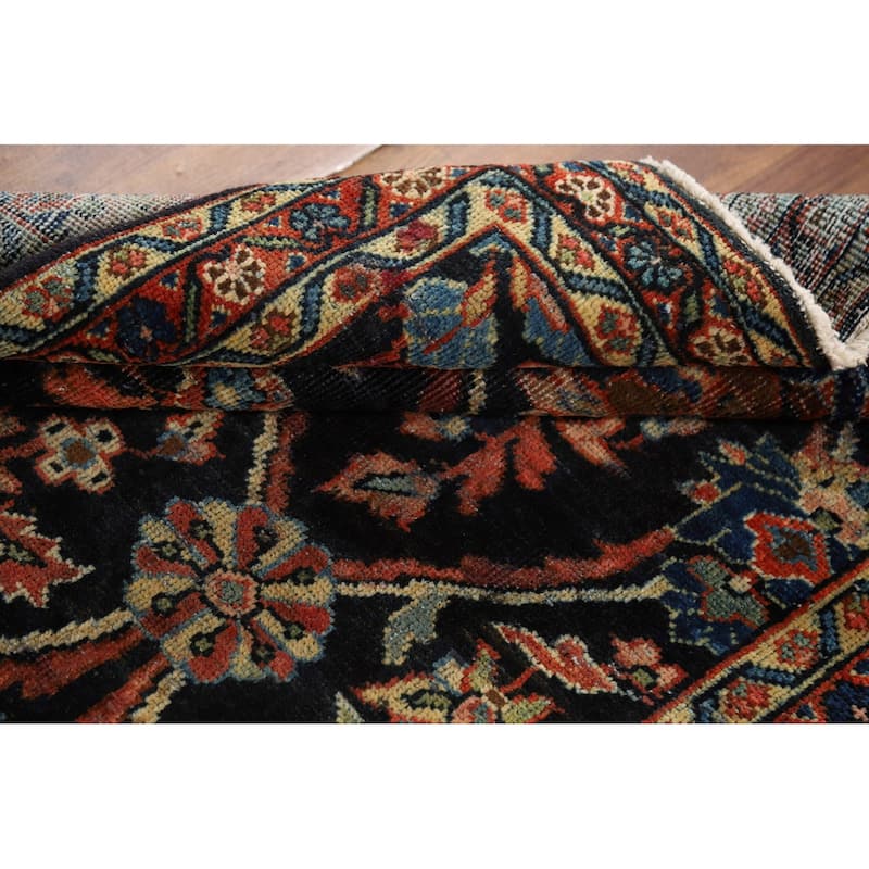 Floral Mahal Antique Persian Runner Rug Hand-Knotted Wool Carpet - 3'5" x 12'4"
