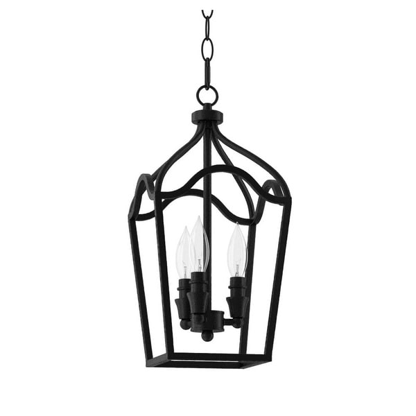 Park Harbor PHPL5353 Textured Black 3-Light 9" Wide Mini Foyer Pendant with Lantern Cage Style Frame - Textured Black - n/a