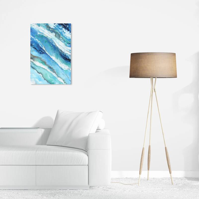 Wynwood Studio Canvas Abstract Doll Memories - Blue Abstract Blue and Glam Wall Art Canvas Print - 24 x 16