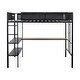 preview thumbnail 11 of 13, Black Full Size Metal Stell Loft Bed with Desk, Shelves, Noise-free Wood Slats and Comfortable Textilene Guardrail