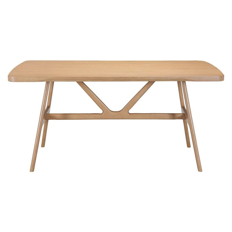 HomeRoots 63" Natural Solid Wood Trestle Base Dining Table - 63.00 in. x 29.50 in. x 36.00 in.