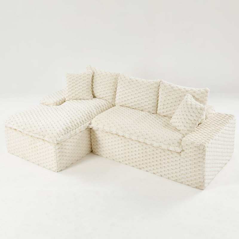 L-Shaped Sleeper Sectional Sofa Convertible Straight Sofa, Loveseat and Chaise Lounge Set for Living Room