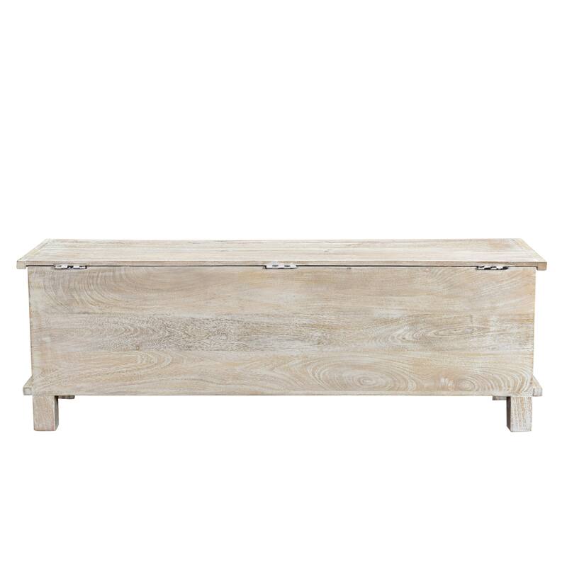 Storage Ottoman with Solid Wood Frame