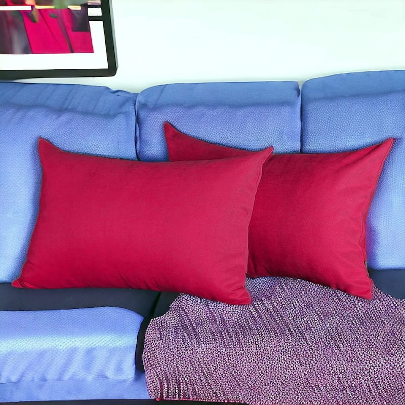 HomeRoots Set Of Two 12" X 20" Pink Polyester Zippered Pillow Cover