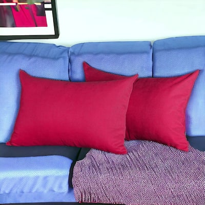 HomeRoots Set Of Two 12" X 20" Pink Polyester Zippered Pillow Cover
