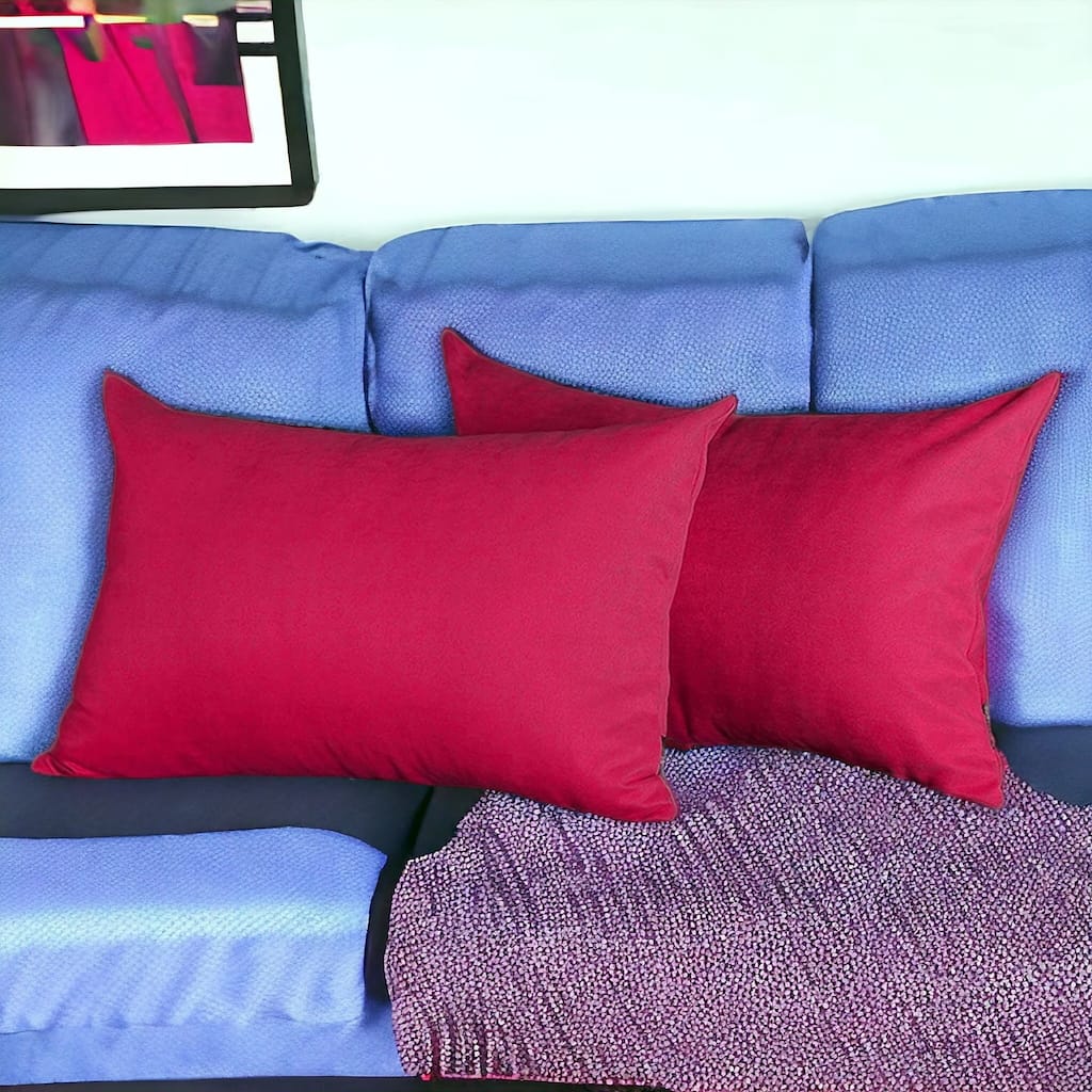 HomeRoots Set Of Two 12" X 20" Pink Polyester Zippered Pillow Cover