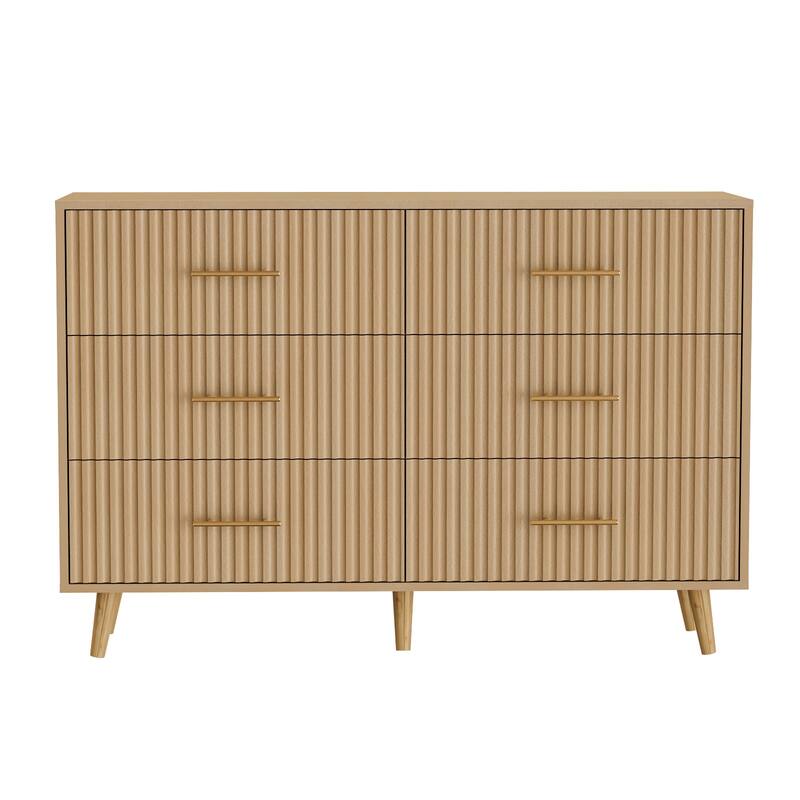 Modern Vertical Stripe 6-Drawer Dresser Multipurpose Storage