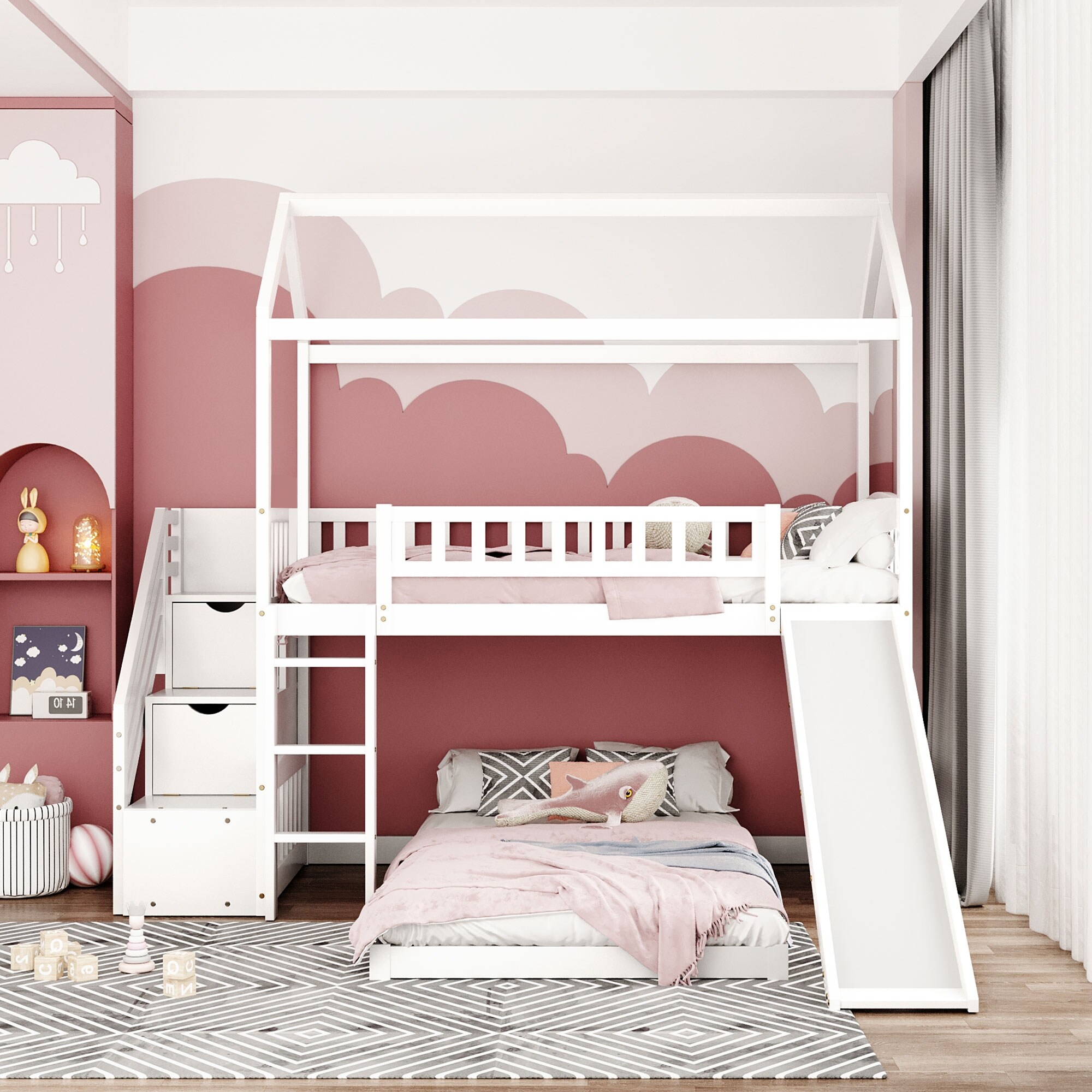 Boy and girl twin bunk best sale beds