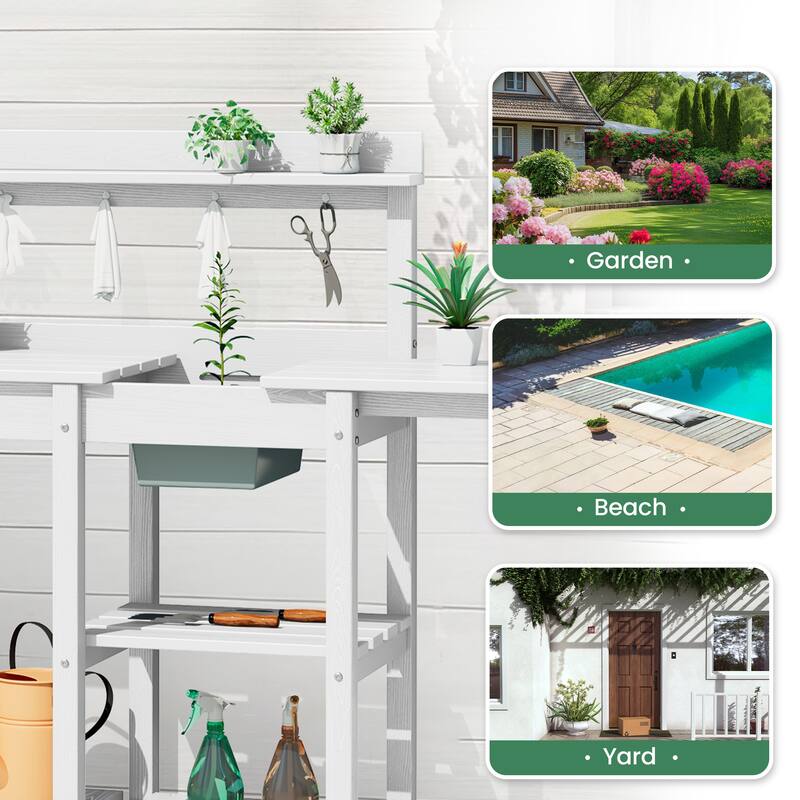 HDPE Patio Outdoor Potting Table, Versatile Gardening Planting Workbench