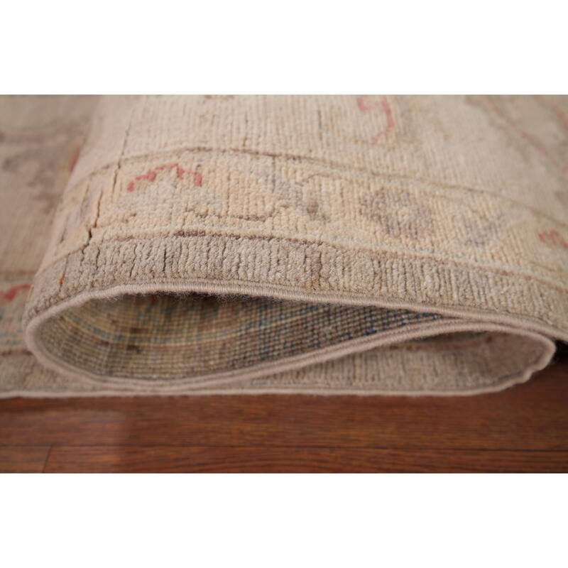 Hand Knotted Oriental 100% Wool Carpet Transitional All-Over Beige & Ivories Oushak Area Rug - 10' 2'' X 8' 2''