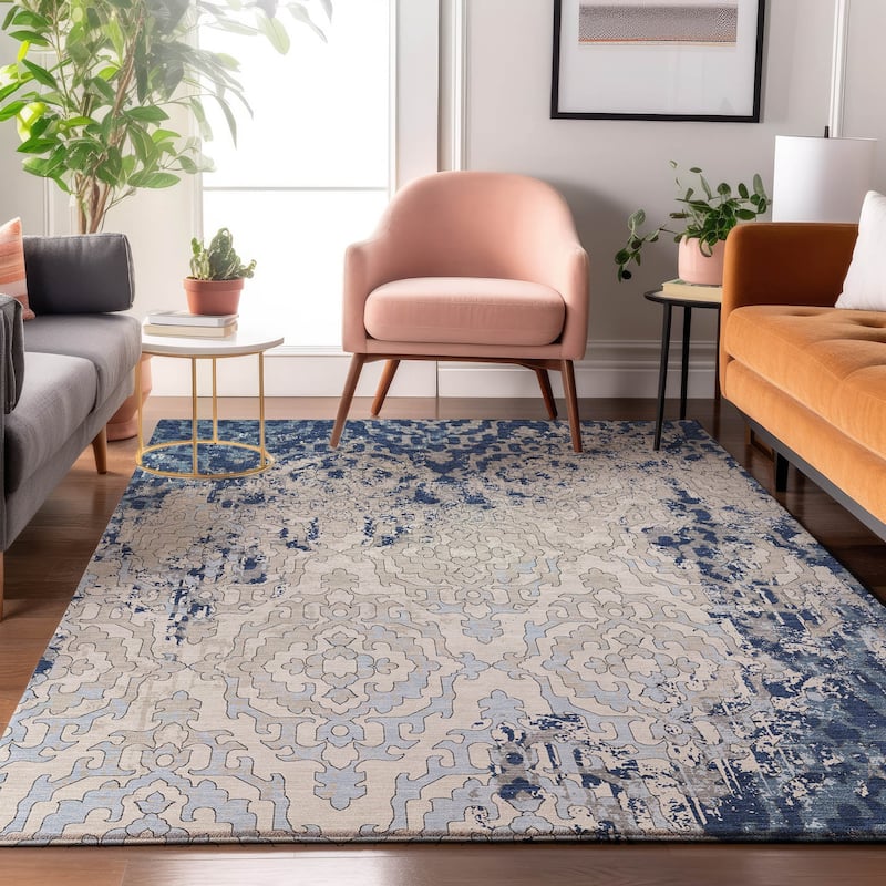Premium Washable Super Soft Chic Soho Mayfield Rug - Navy - 10' x 14'