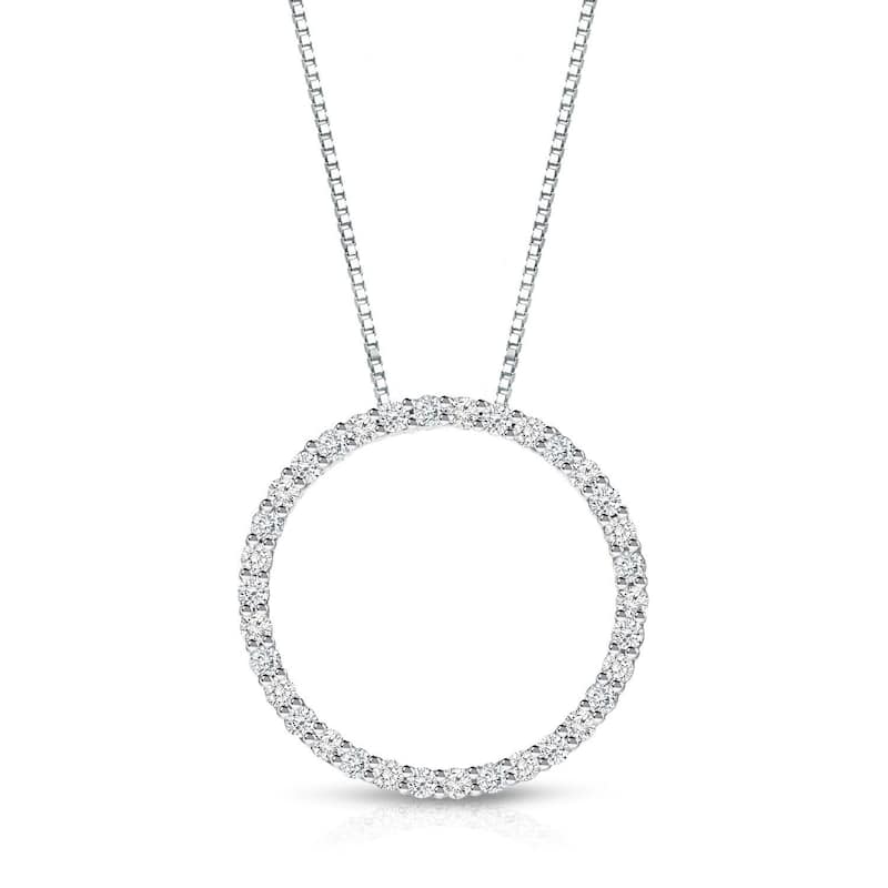 Auriya 0.15 to 1 1/2ctw Diamond Circle Necklace 14k White Gold (H-I, SI1-SI2)